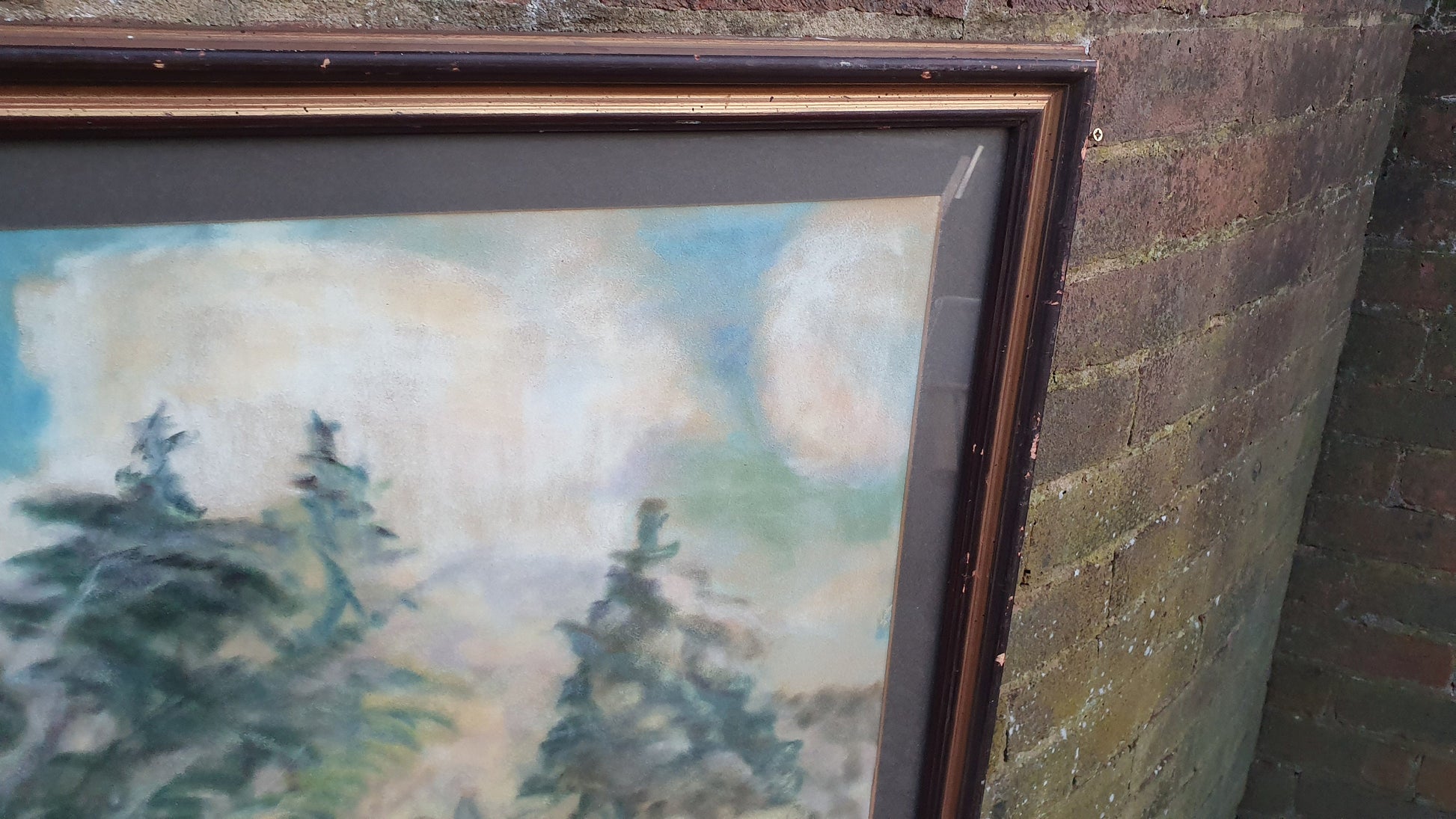 Huge Impressionist Woodland Landscape Original Vintage Watercolour Artwork Signed Gilt Framed 72 x 62.5