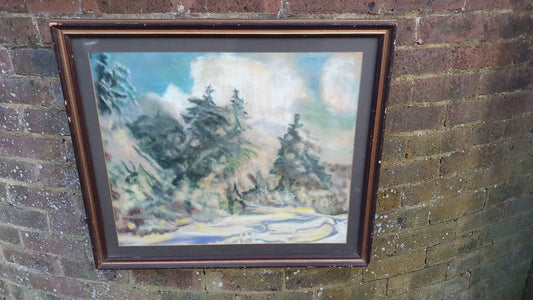 Huge Impressionist Woodland Landscape Original Vintage Watercolour Artwork Signed Gilt Framed 72 x 62.5