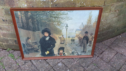 Large 'Spring Morning, Havistock Hill' George Clausen Colour Art Print Victorian Artwork British Vintage Framed 65.5 x 47 cm