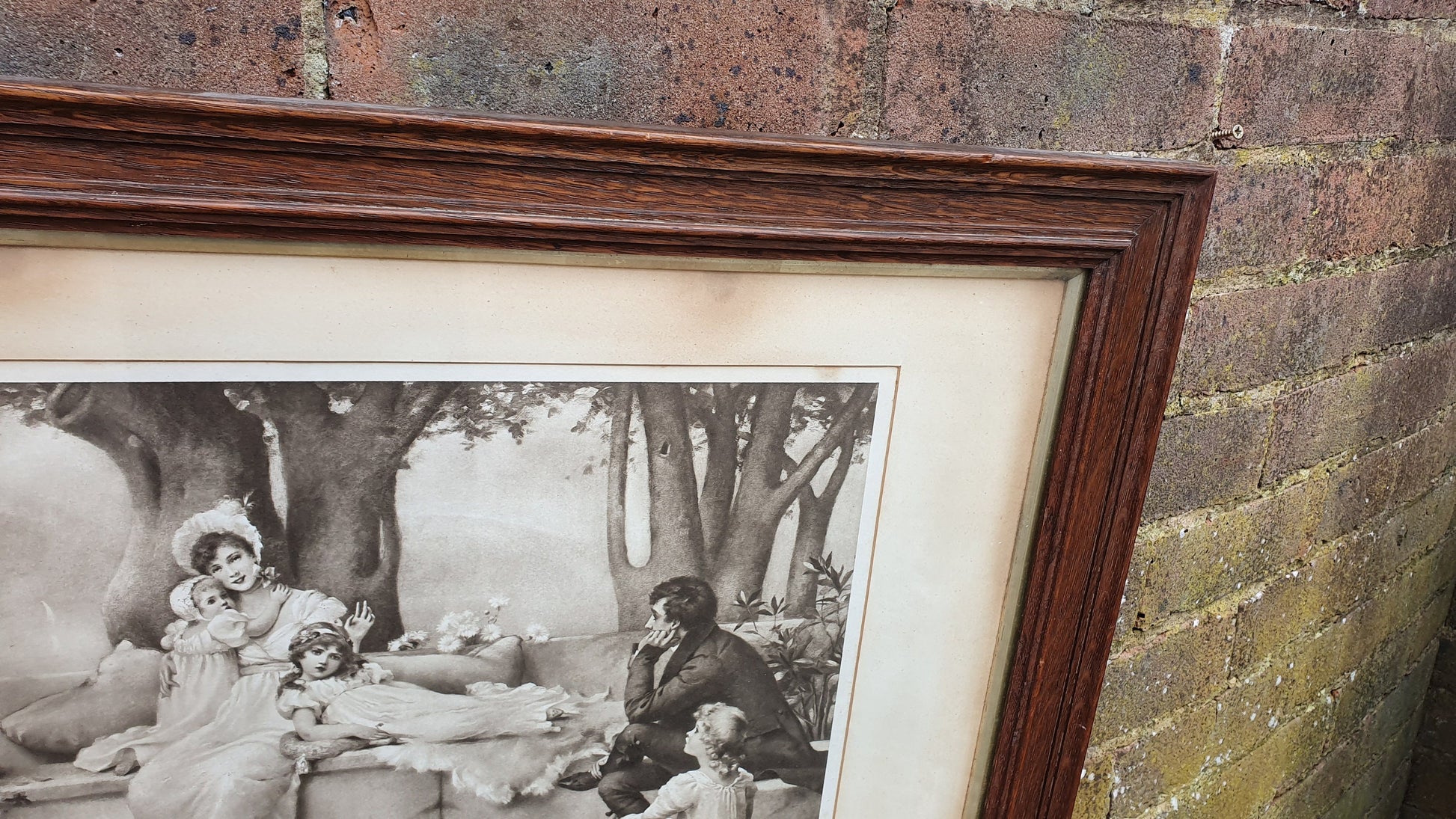 Large 'And Lived Happily Ever After' Antique Maude Goodman Victorian Black & White Pre-Raphaelite Art Print Framed 77 x 51 cm