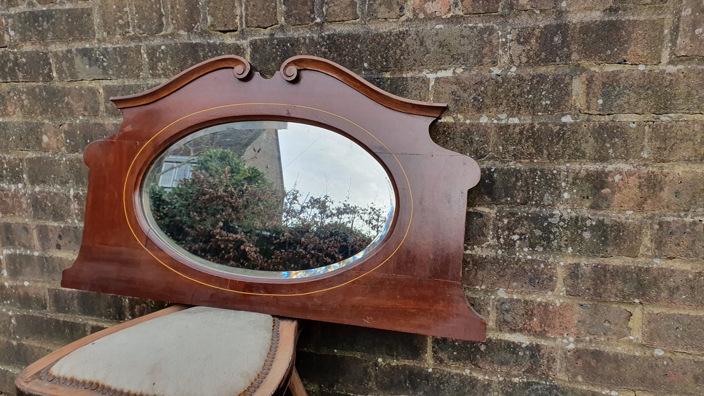 Early 20th Century Shaped Vintage Mahogany Wall Mirror