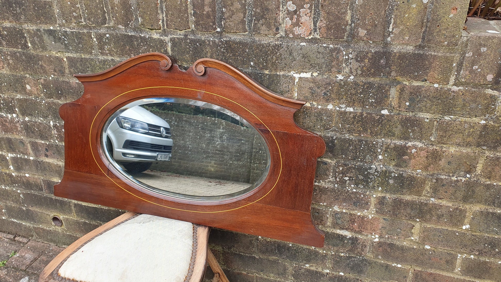 Early 20th Century Shaped Vintage Mahogany Wall Mirror