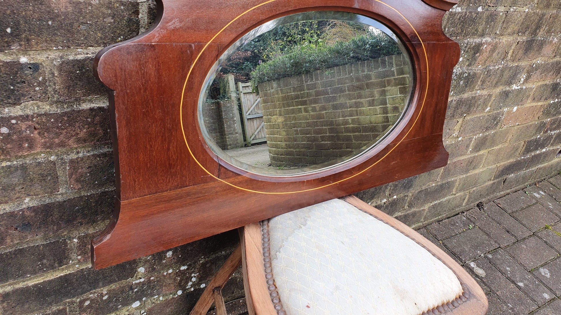 Early 20th Century Shaped Vintage Mahogany Wall Mirror