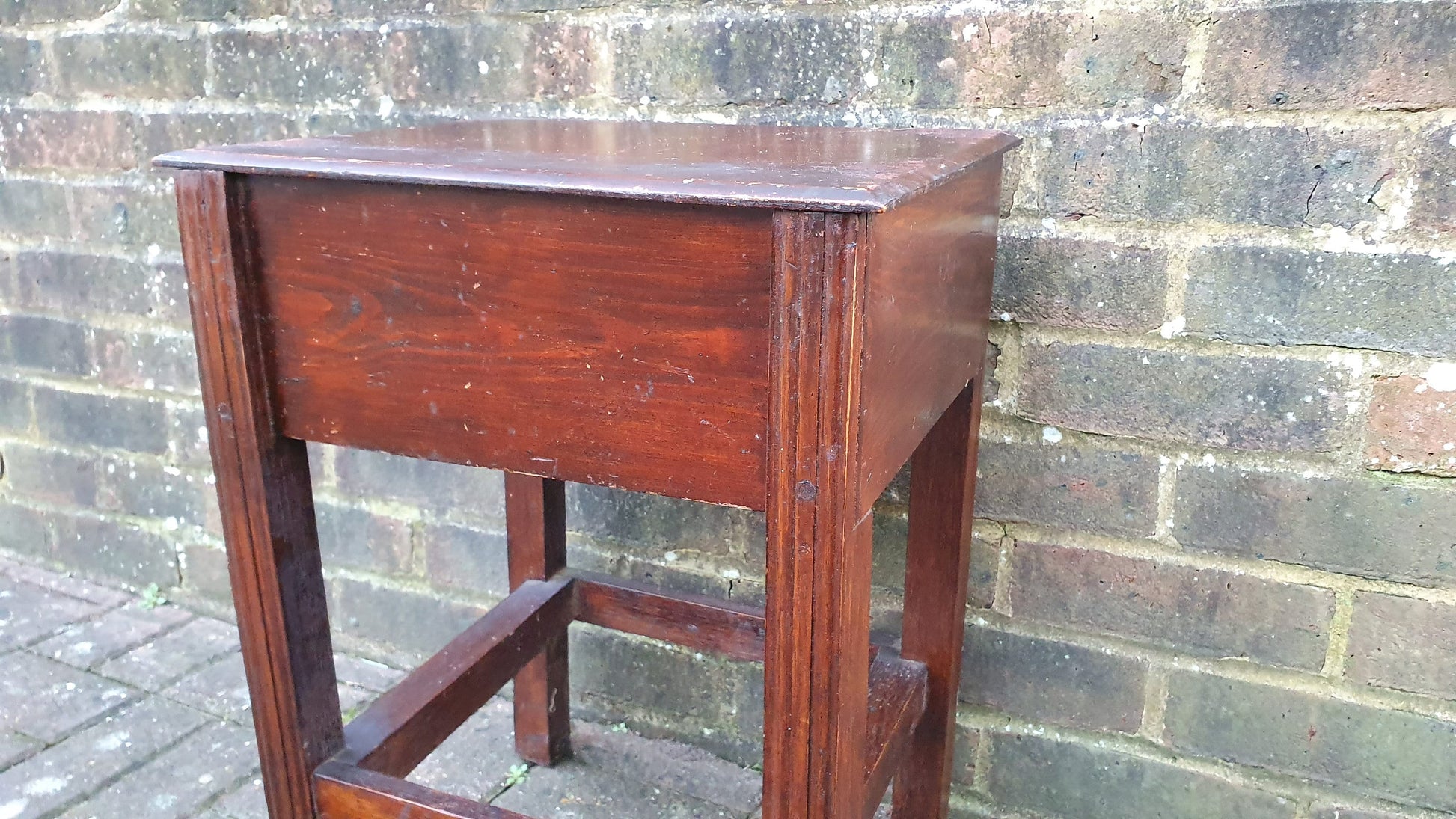 Vintage Oak and Pine Work Box With Compartment Plant Stand.