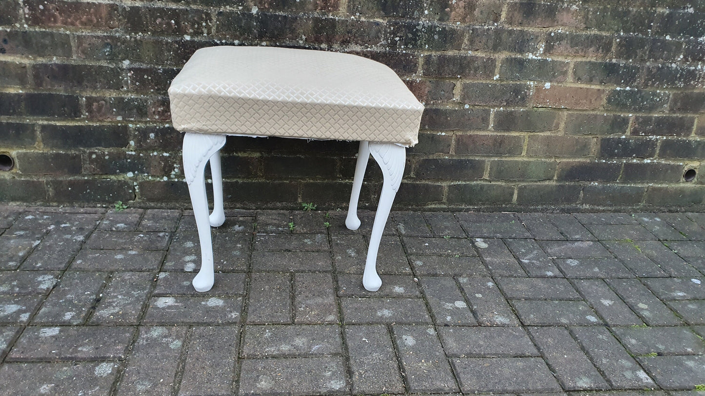 Vintage Upholstered Kitsch Plastic Cabriole Legs in Farrow and Ball White Eggshell