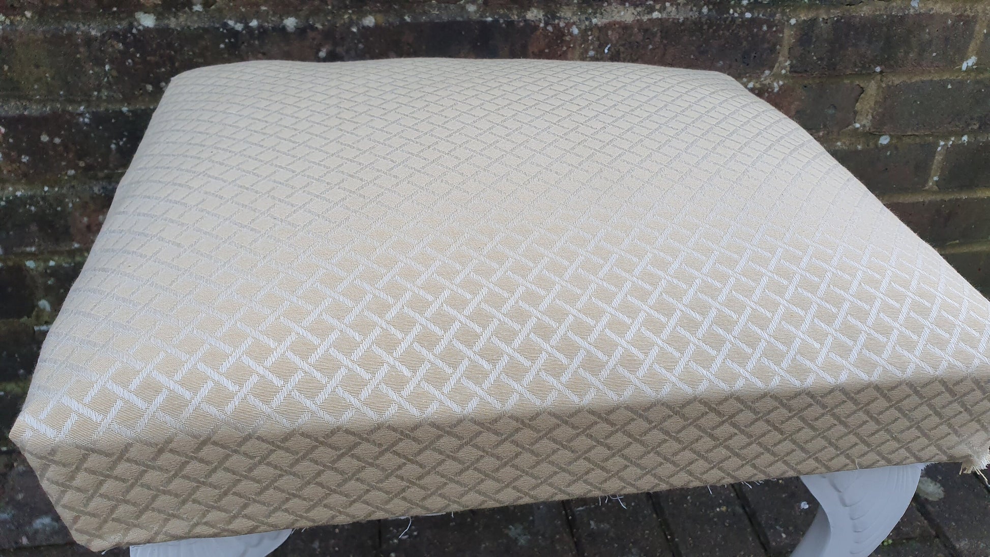 Vintage Upholstered Kitsch Plastic Cabriole Legs in Farrow and Ball White Eggshell