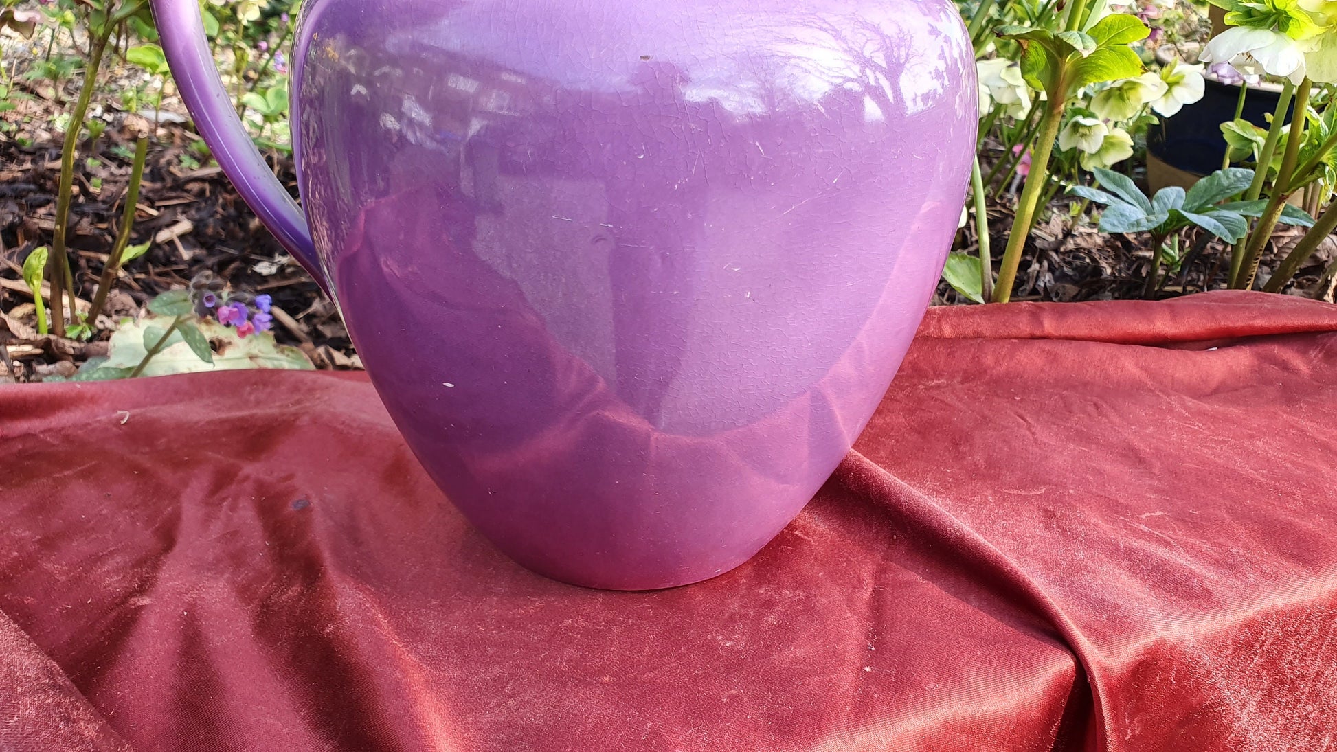 Huge Mauve Vintage Ewer Jug From Basin Set Ceramic Jug 1920’s.
