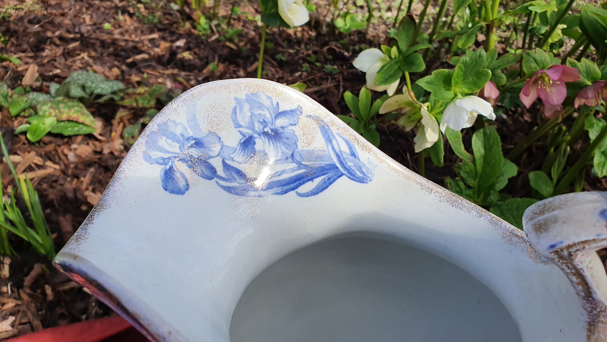 Superb Huge Blue and White Vintage White Ewer Jug From Basin Set Victorian ‘Swinnertons’ Flower Floral Ceramic Jug