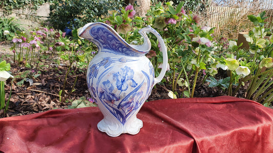 Superb Huge Blue and White Vintage White Ewer Jug From Basin Set Victorian ‘Swinnertons’ Flower Floral Ceramic Jug