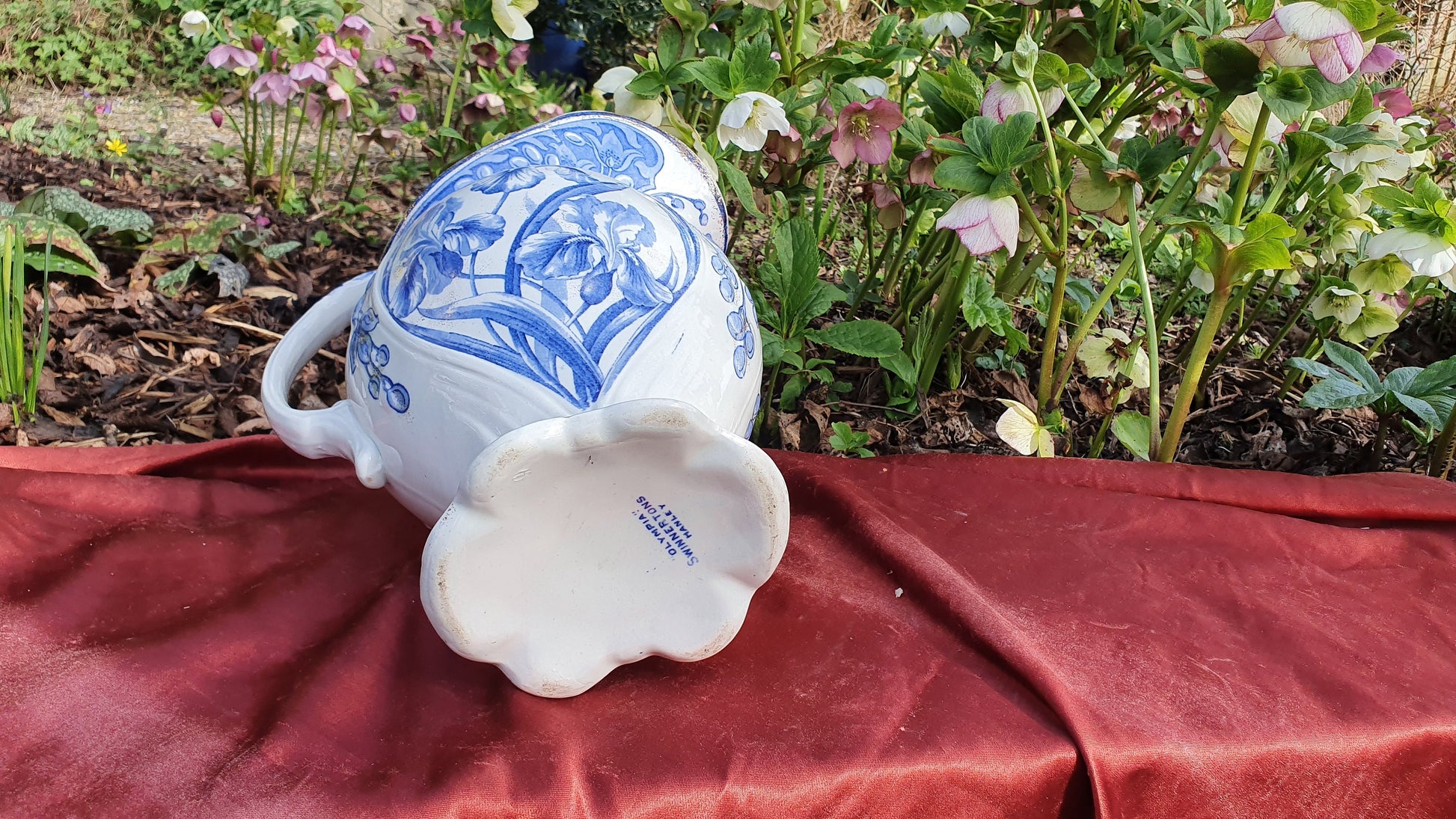 Superb Huge Blue and White Vintage White Ewer Jug From Basin Set Victorian ‘Swinnertons’ Flower Floral Ceramic Jug