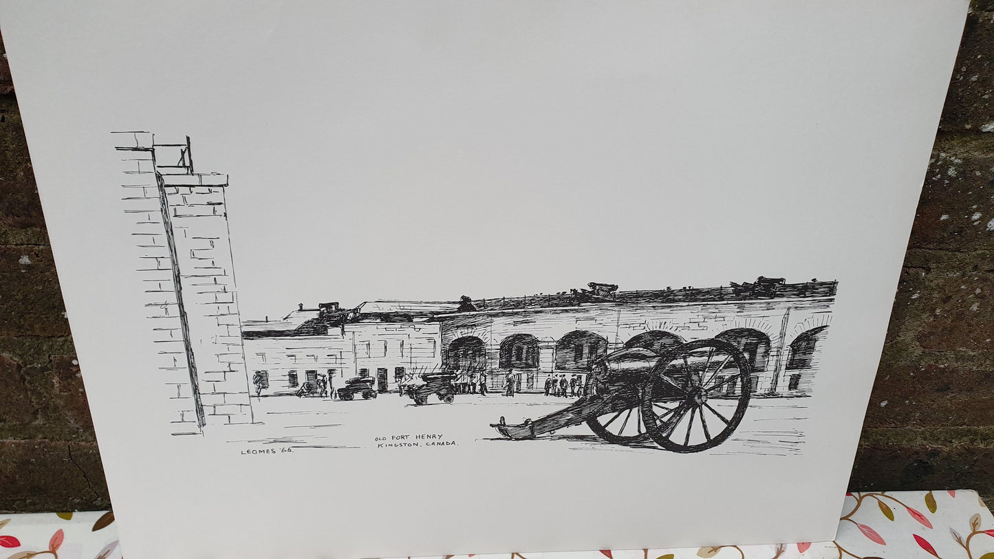 Kingston Ontario Canada Leo Mes Sketches Portfolio Centenary 1967 Prints Historical Etching Black & White