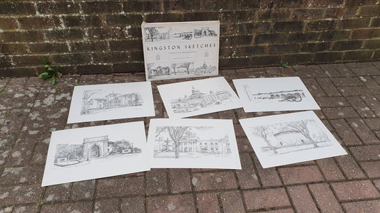Kingston Ontario Canada Leo Mes Sketches Portfolio Centenary 1967 Prints Historical Etching Black & White