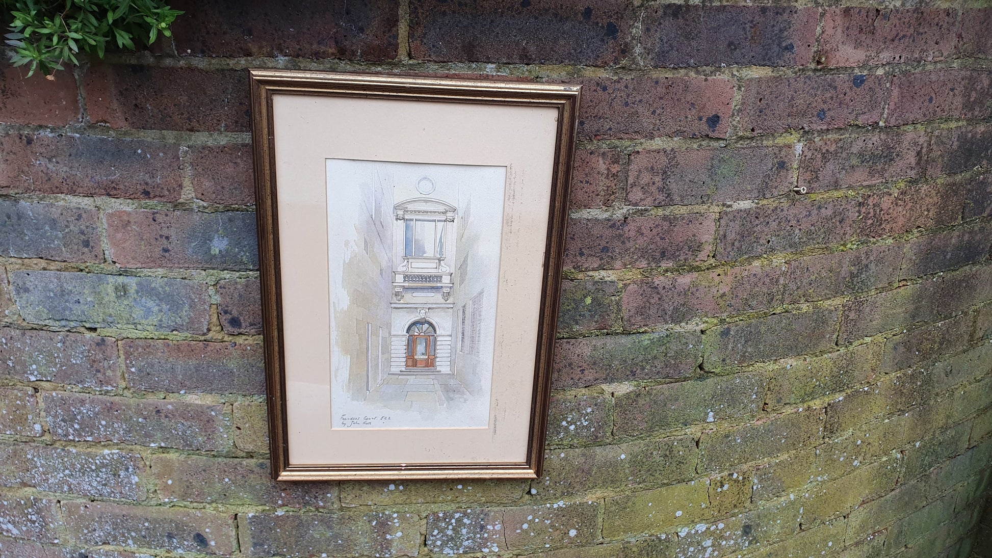 Rare Collectible 'Founders Court EC2' John Ross Vintage Watercolour London Georgian Architecture Original British Art Gilt Frame
