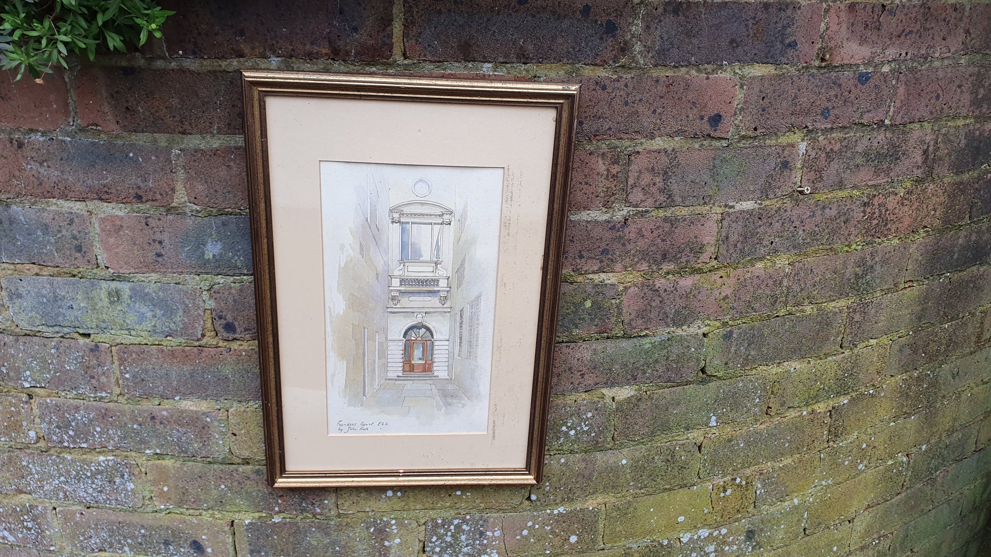 Rare Collectible 'Founders Court EC2' John Ross Vintage Watercolour London Georgian Architecture Original British Art Gilt Frame