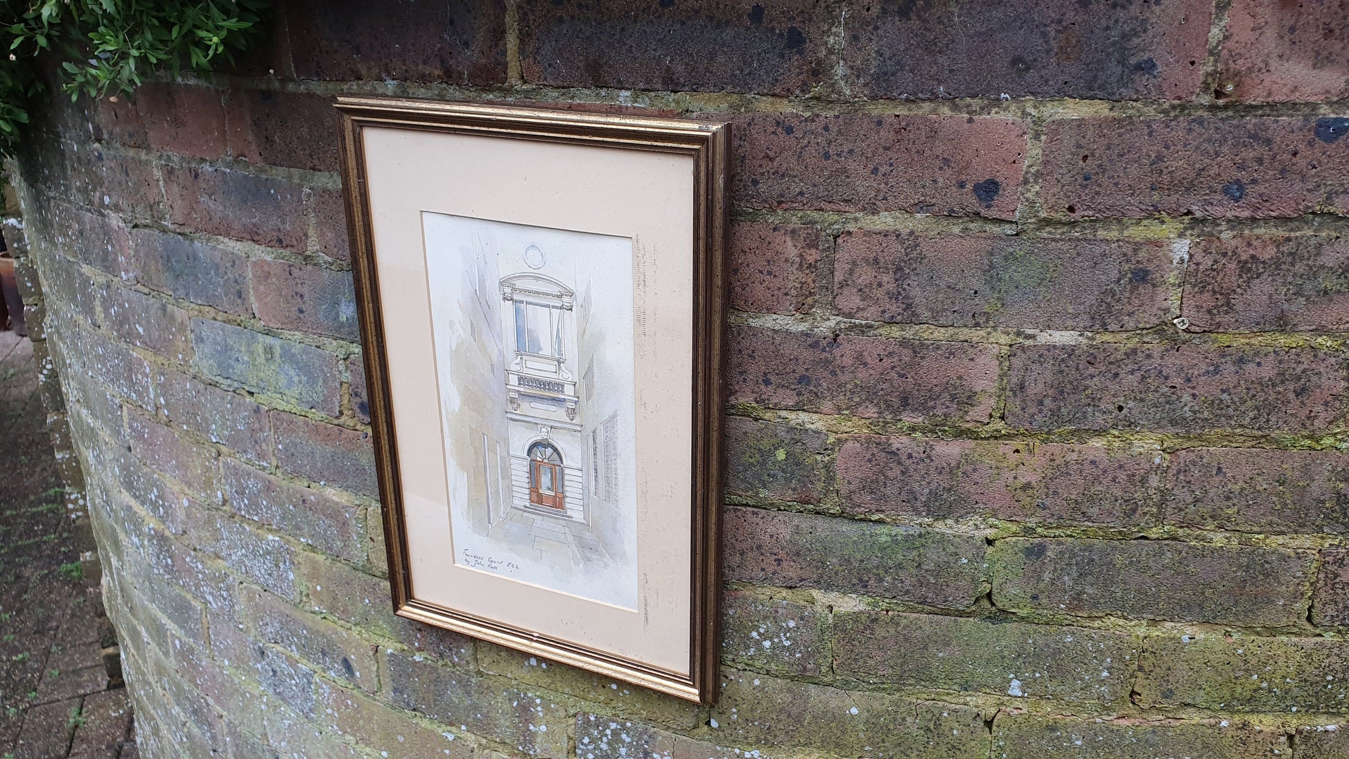 Rare Collectible 'Founders Court EC2' John Ross Vintage Watercolour London Georgian Architecture Original British Art Gilt Frame