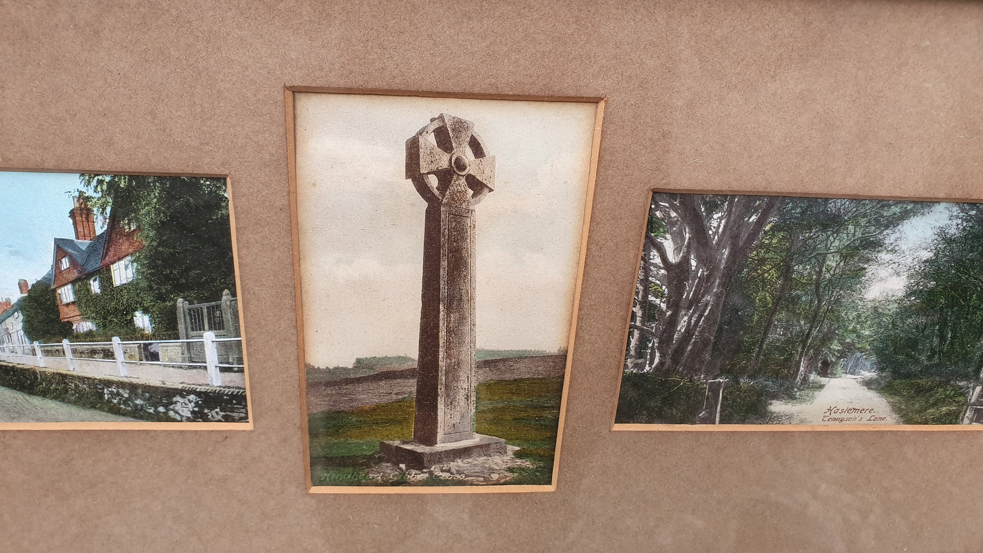 Vintage Colour Postcards Haslemere Gibbit Hill Hindhead Surrey Landscape Village Framed Triple Mount