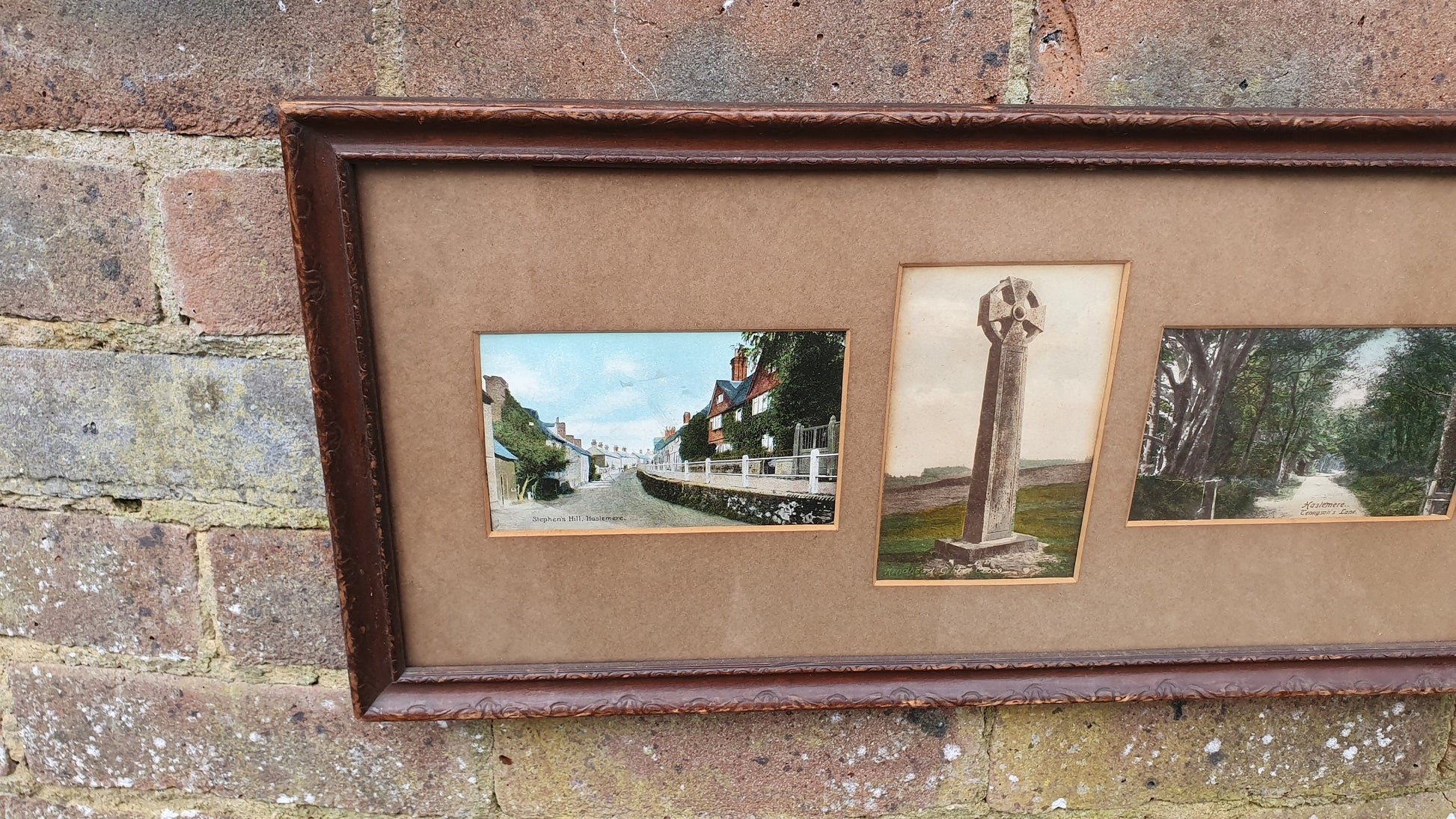 Vintage Colour Postcards Haslemere Gibbit Hill Hindhead Surrey Landscape Village Framed Triple Mount