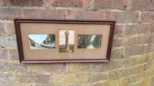 Vintage Colour Postcards Haslemere Gibbit Hill Hindhead Surrey Landscape Village Framed Triple Mount