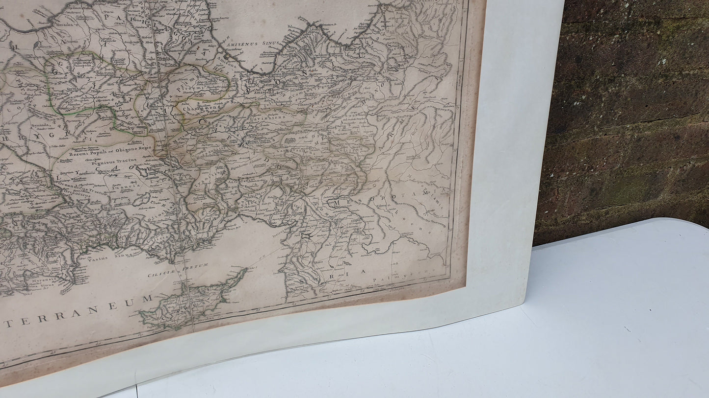 Huge Asia Minor Antique Georgian 1756 Map Anatolia Turkey Historical Cartography Engraving Mounted 84 x 59 cm 84 x 59 cm