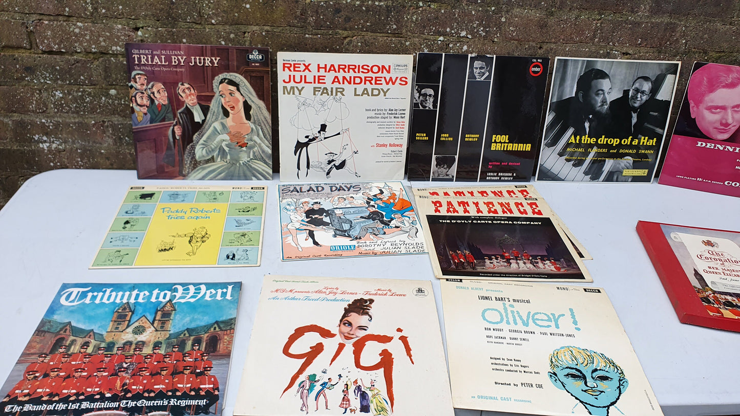 Vintage Retro LP Albums x 13 - Vinyl Musicals Easy Listening Comedy Coronation Box Set 33 rpm 1950s