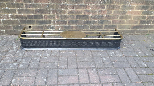 Large Victorian Brass and Iron Fender Fire Curb Fireplace