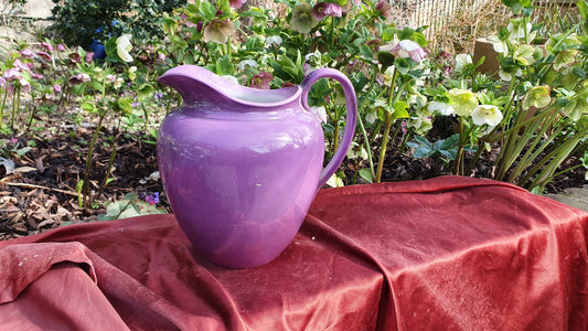 Huge Mauve Vintage Ewer Jug From Basin Set Ceramic Jug 1920’s.