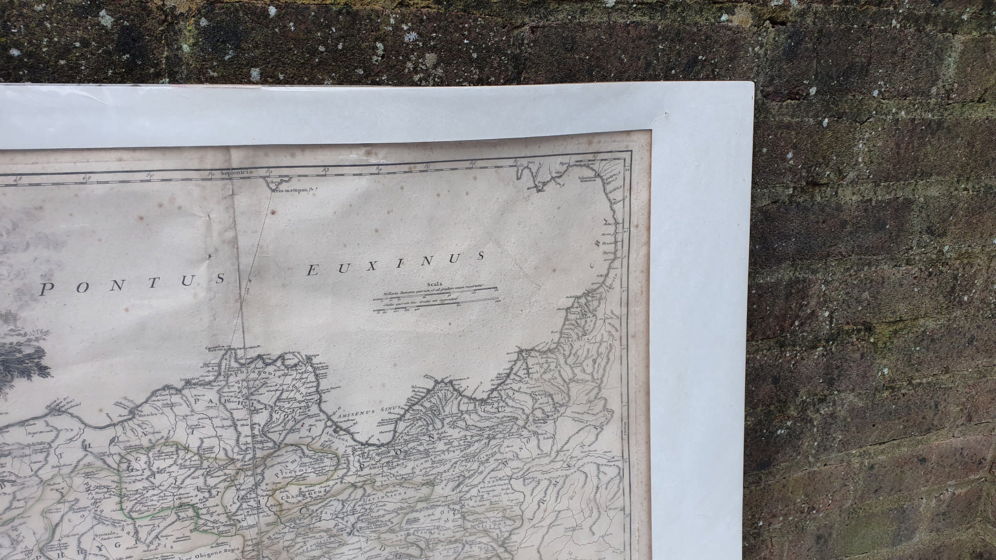 Huge Asia Minor Antique Georgian 1756 Map Anatolia Turkey Historical Cartography Engraving Mounted 84 x 59 cm 84 x 59 cm