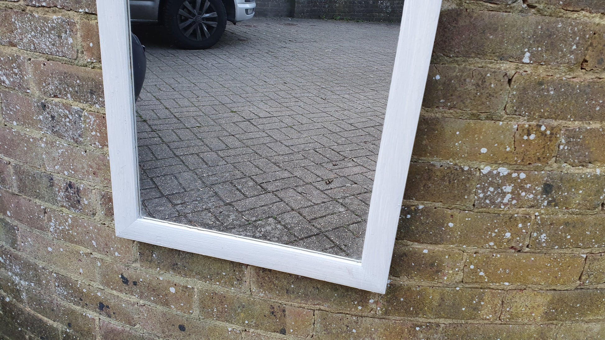 Unique Hand Painted Bespoke Mirror in Farrow and Ball White and French Chic Grey