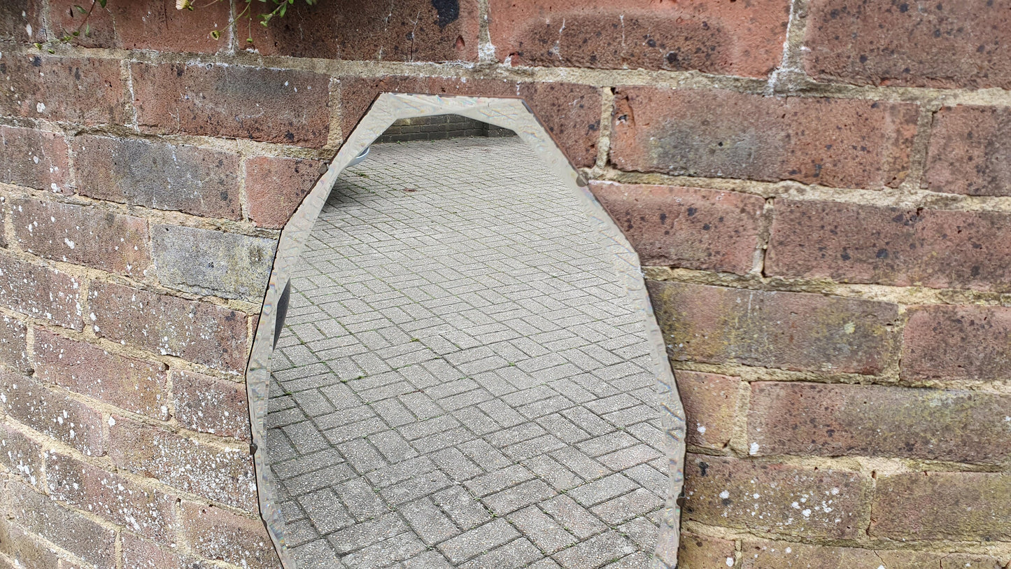 Frameless Diamond Effect Large Retro Wall Mirror Bevelled.