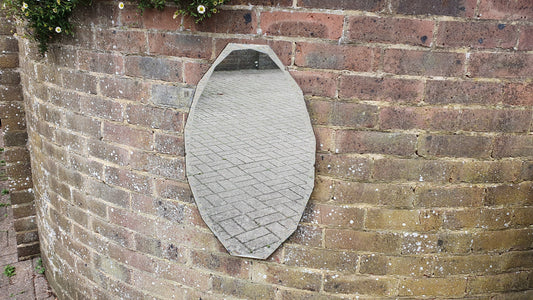 Frameless Diamond Effect Large Retro Wall Mirror Bevelled.
