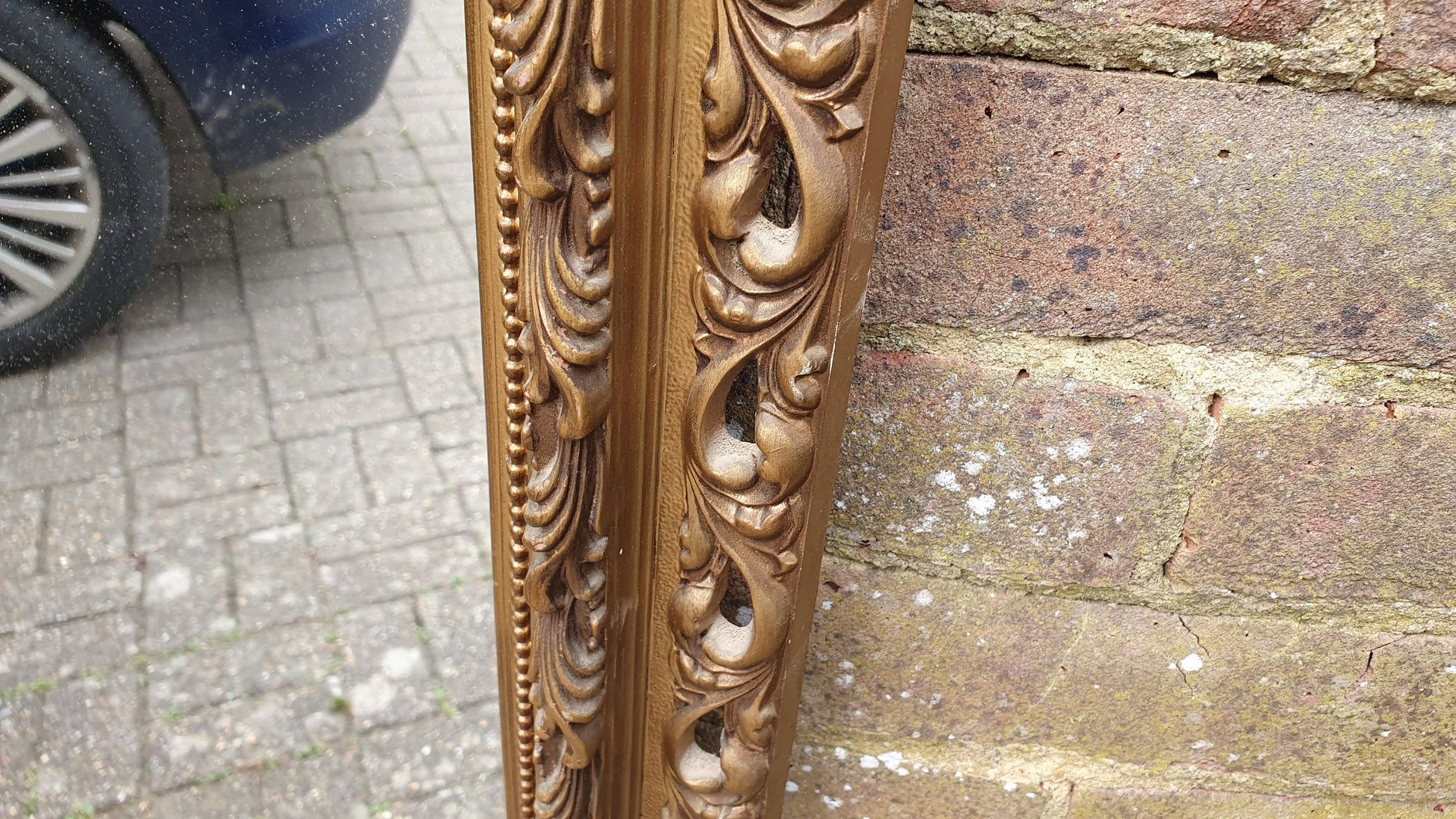 Large Kitsch 70’s Vintage Retro Mirror Gold Gilt Composite 66x50 cm