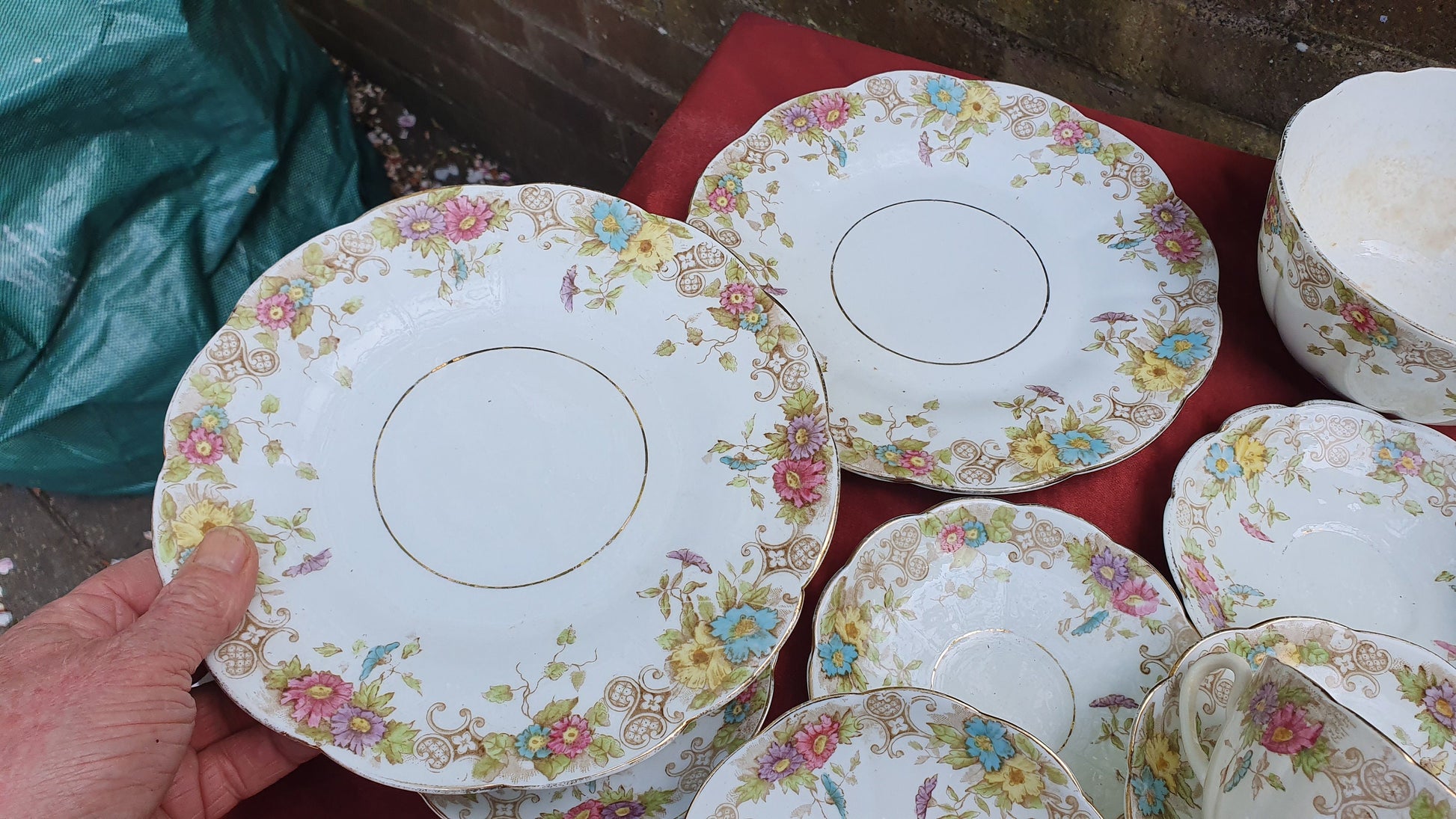 Vintage Genuine Victorian Large Tea Set Cake Sandwich Tea Party. E Hughes and Co