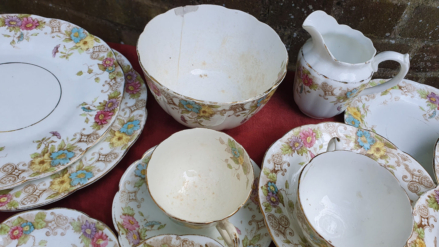 Vintage Genuine Victorian Large Tea Set Cake Sandwich Tea Party. E Hughes and Co