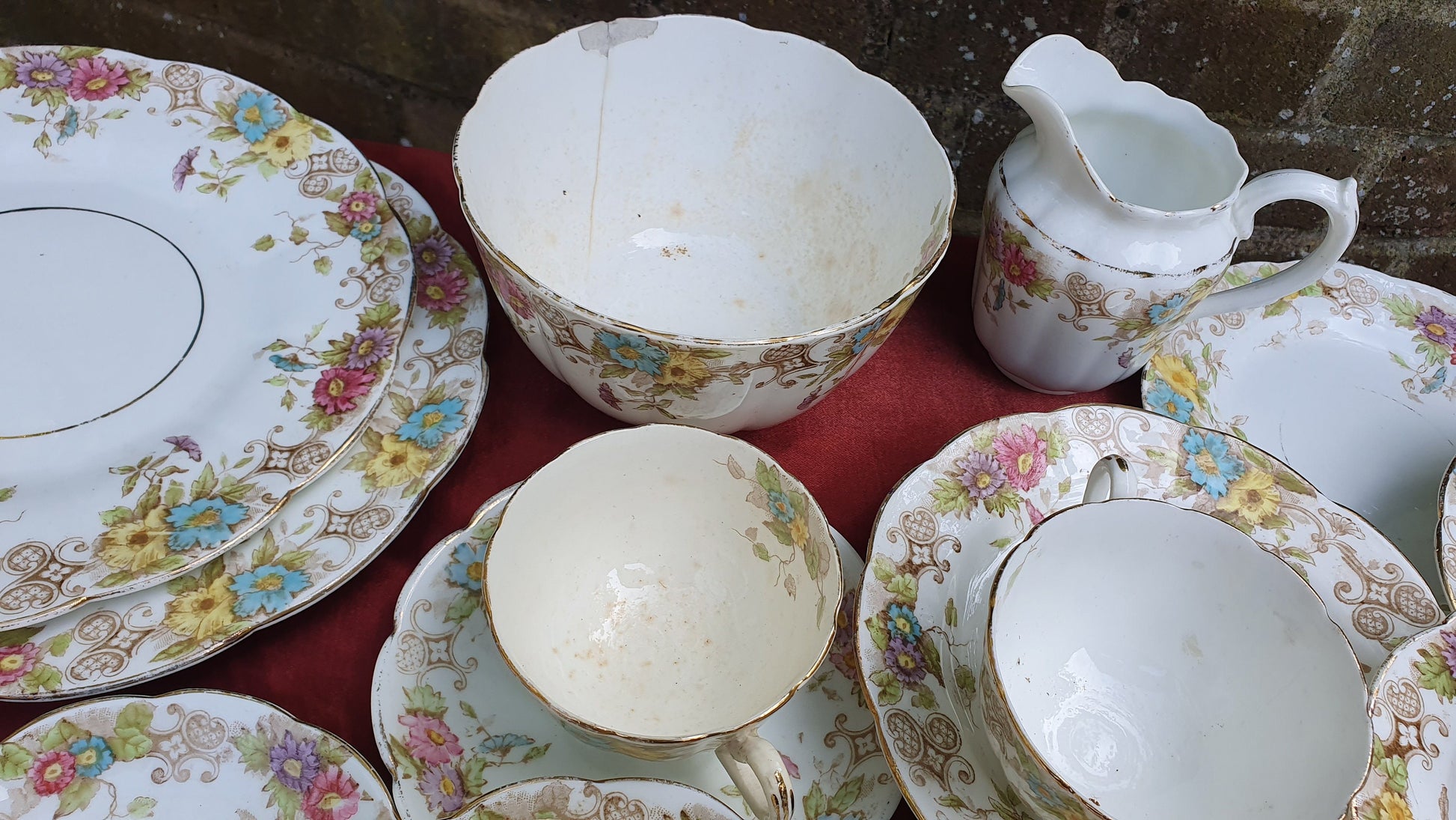 Vintage Genuine Victorian Large Tea Set Cake Sandwich Tea Party. E Hughes and Co