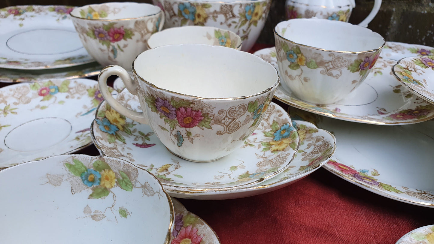 Vintage Genuine Victorian Large Tea Set Cake Sandwich Tea Party. E Hughes and Co