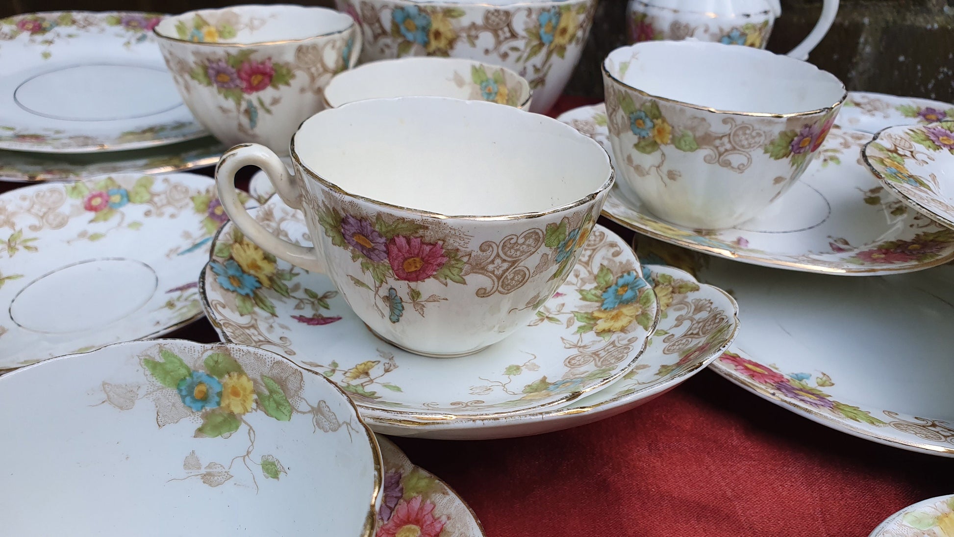 Vintage Genuine Victorian Large Tea Set Cake Sandwich Tea Party. E Hughes and Co