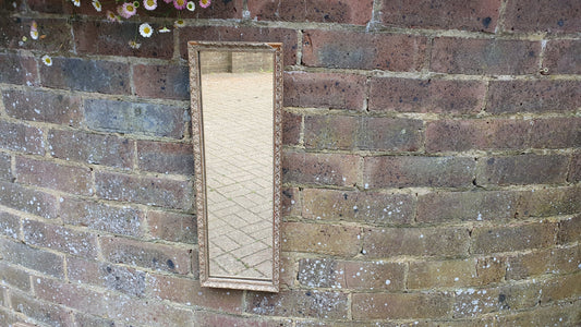 Vintage Painted Cream and Gold Long Wall Mirror.