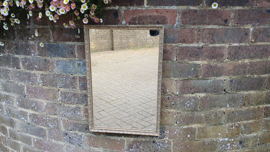 Vintage Painted Cream and Gold Rectangle Wall Mirror.