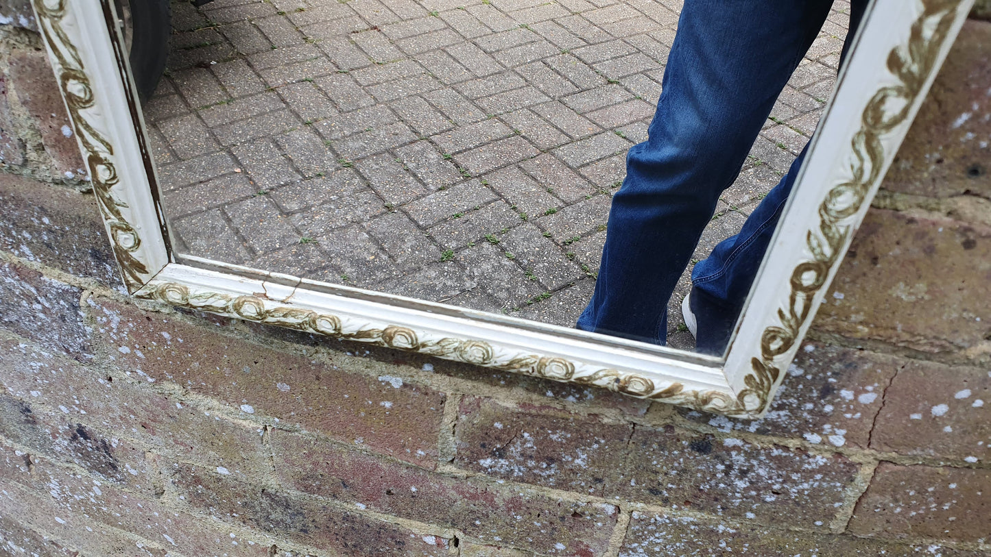 Vintage Painted Cream and Gold Wall Mirror