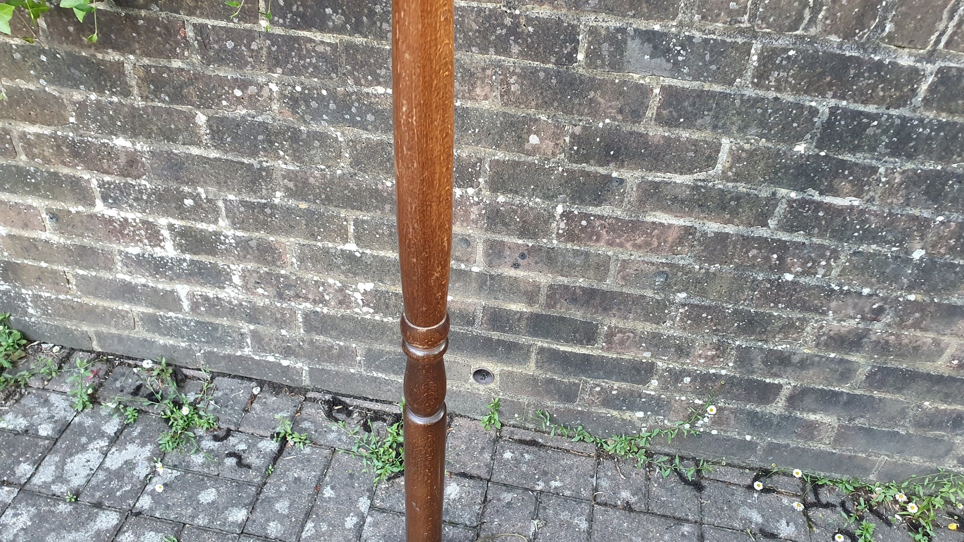 Vintage Stained Oak Effect Turned Standard Lamp.