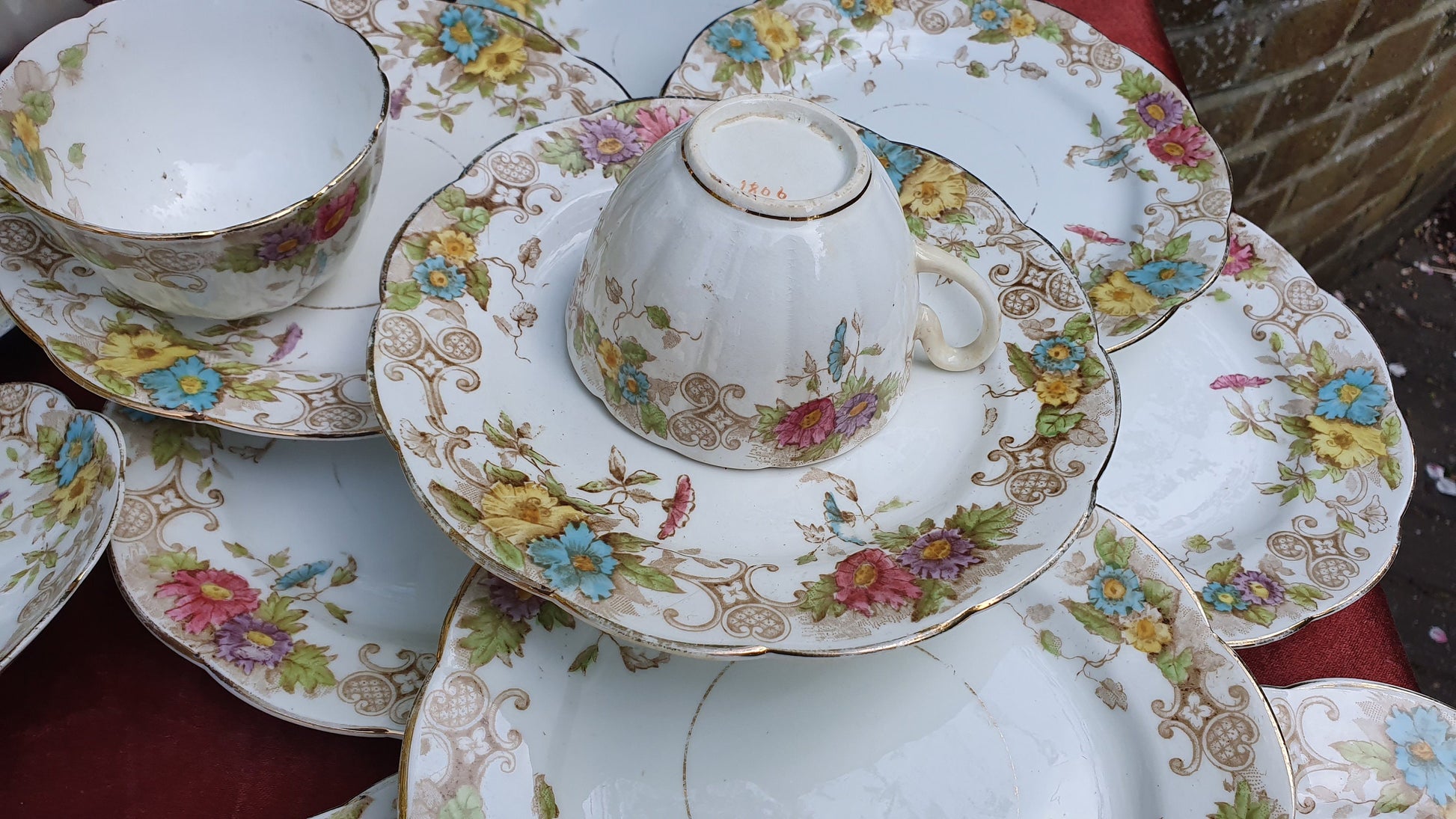 Vintage Genuine Victorian Large Tea Set Cake Sandwich Tea Party. E Hughes and Co