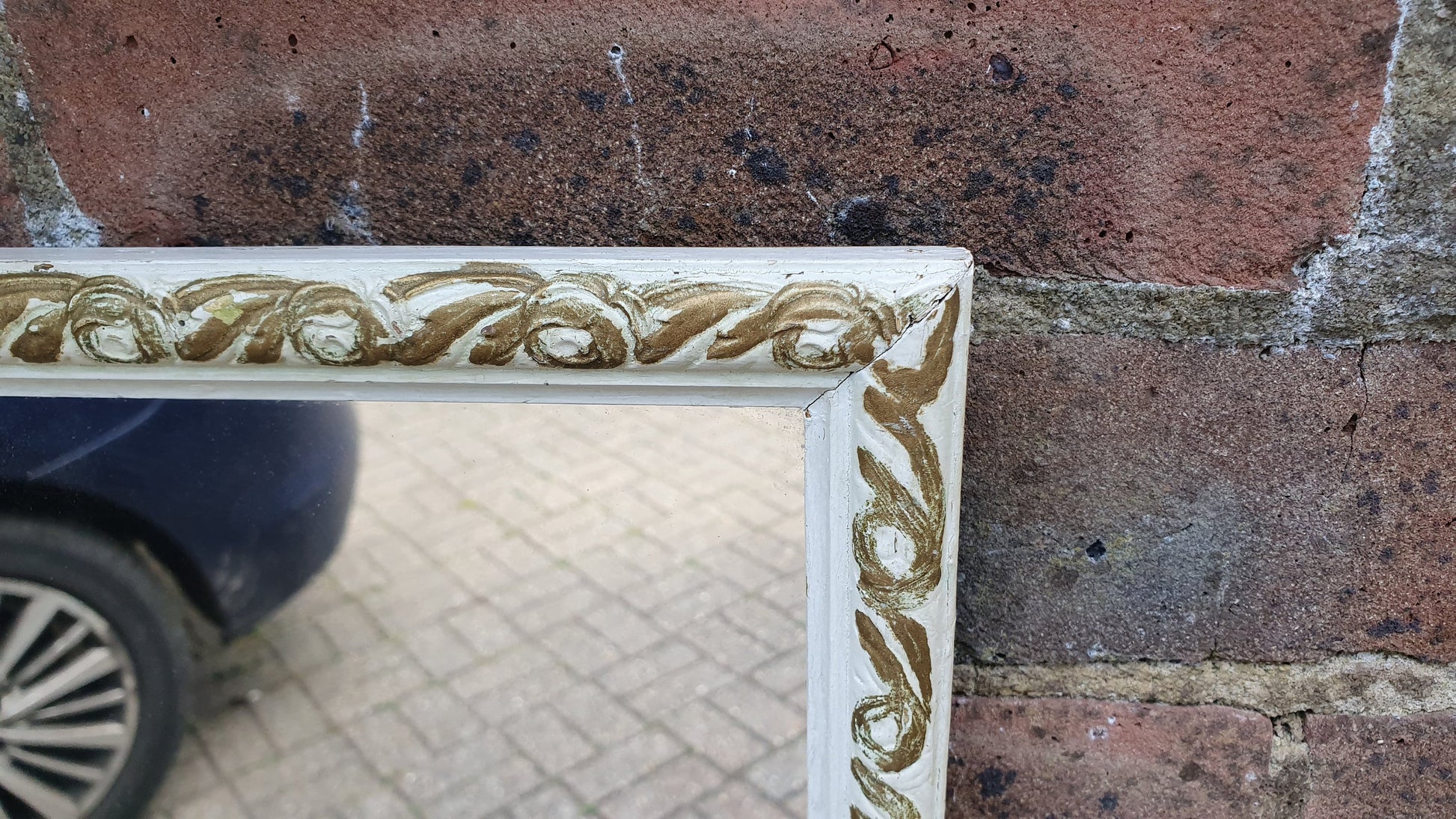 Vintage Painted Cream and Gold Wall Mirror