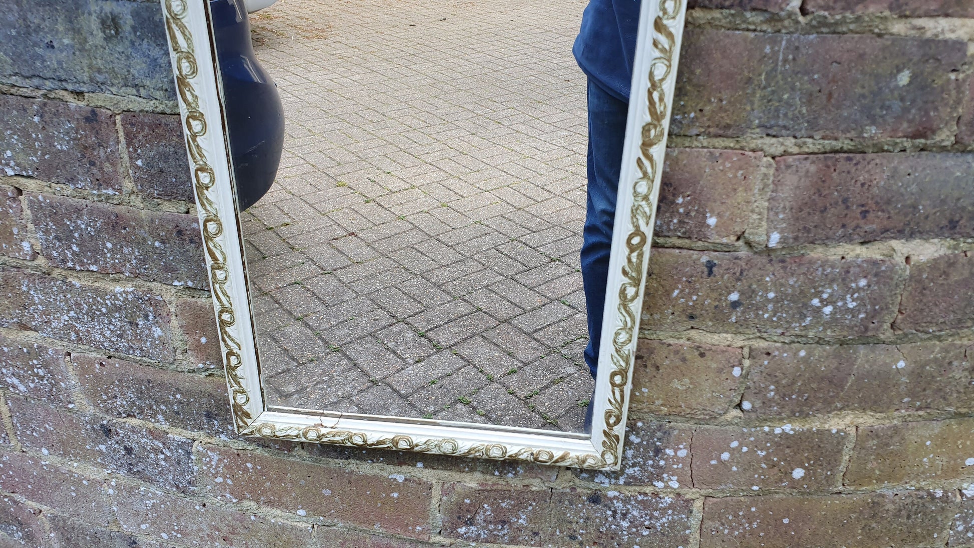Vintage Painted Cream and Gold Wall Mirror
