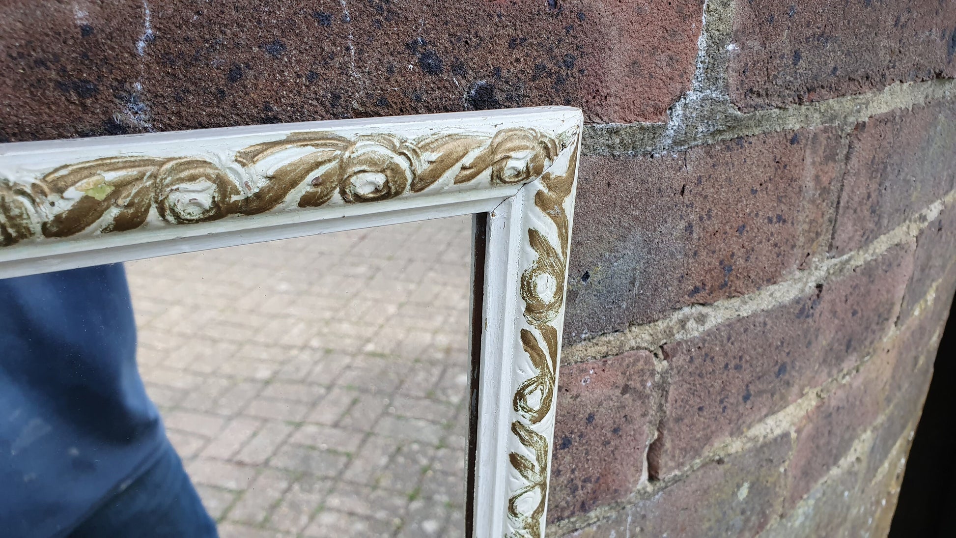 Vintage Painted Cream and Gold Wall Mirror