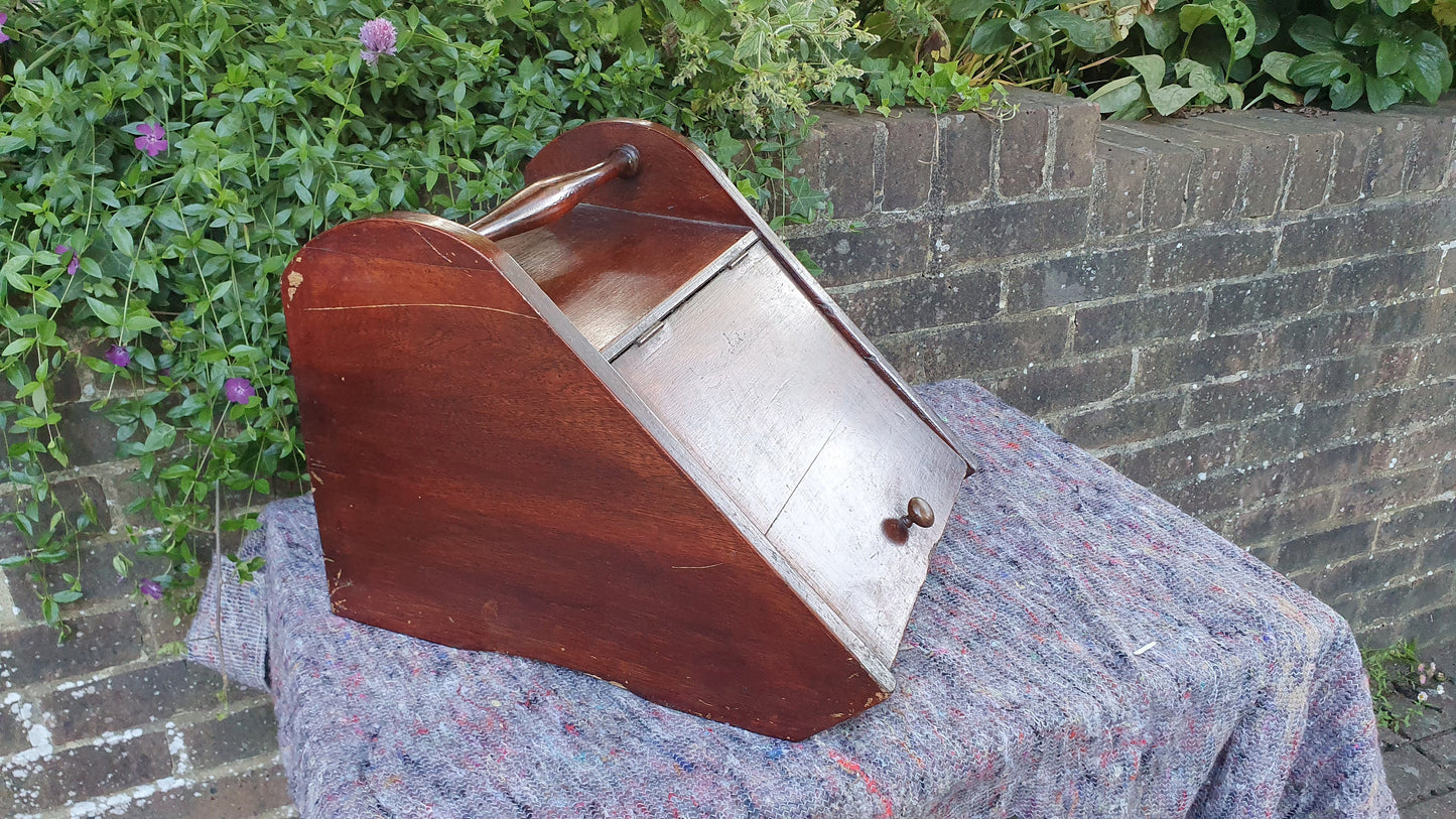 Vintage Mahogany Early 20th Century Coal Scuttle Kindling.