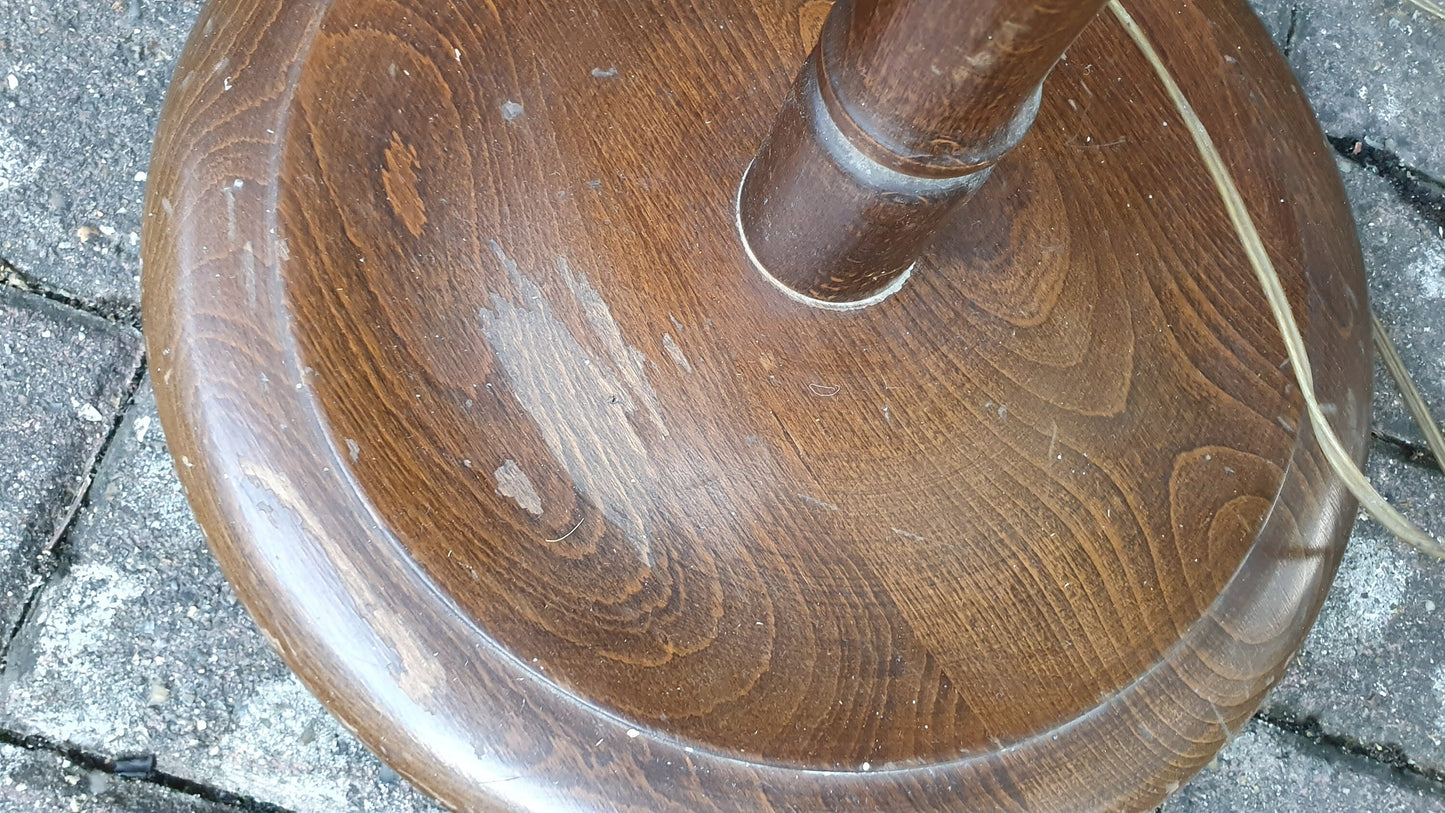 Vintage Stained Oak Effect Turned Standard Lamp.