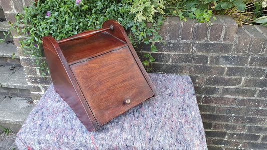 Vintage Mahogany Early 20th Century Coal Scuttle Kindling.