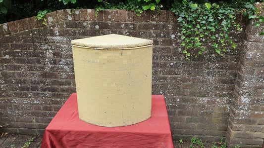 Painted Lloyd Loom Style Yellow Painted Corner Linen Basket.