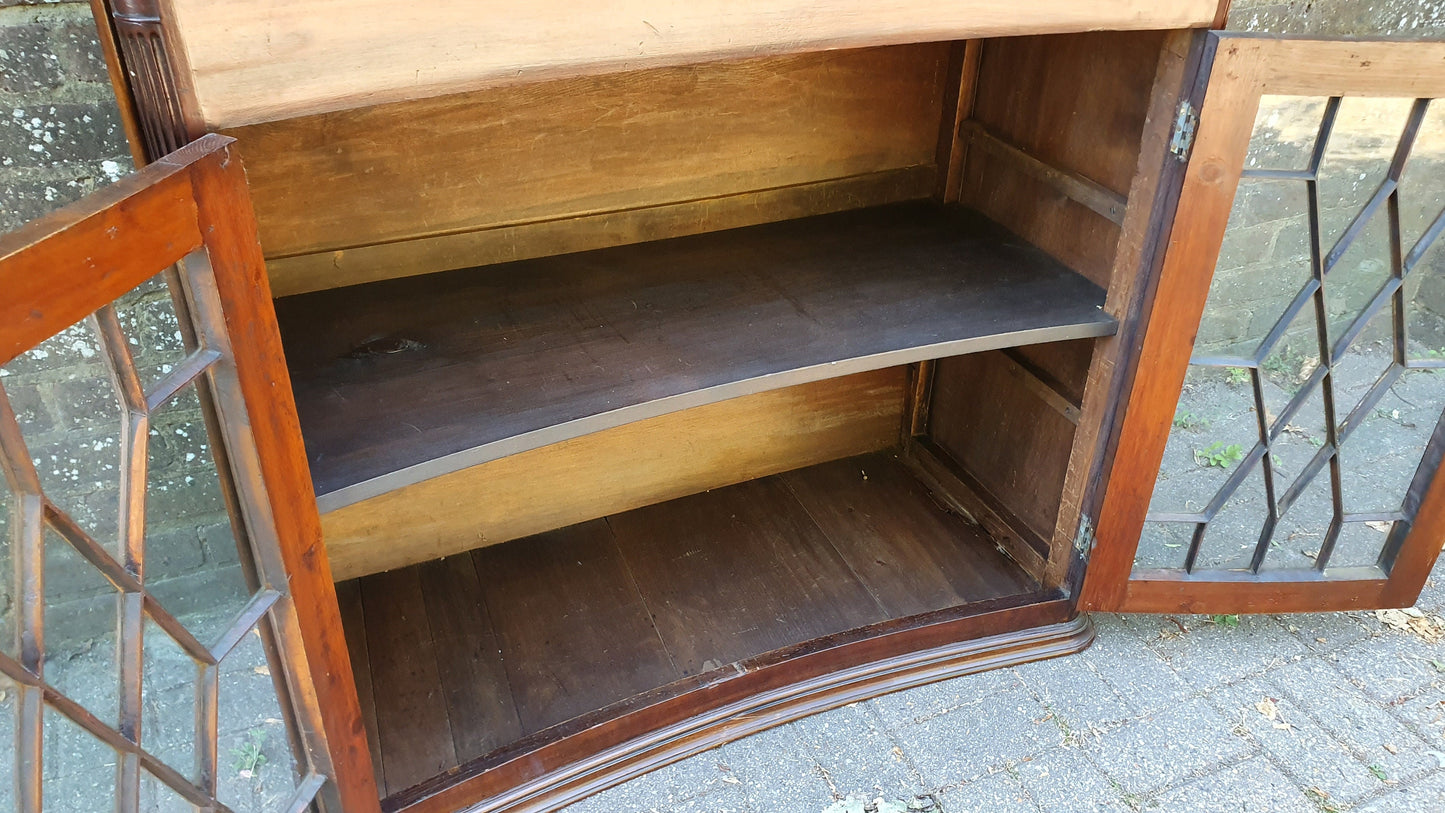 Rare Vintage Victorian Glazed Glass Cupboard With Box Compartment to Top Entryway Furniture.
