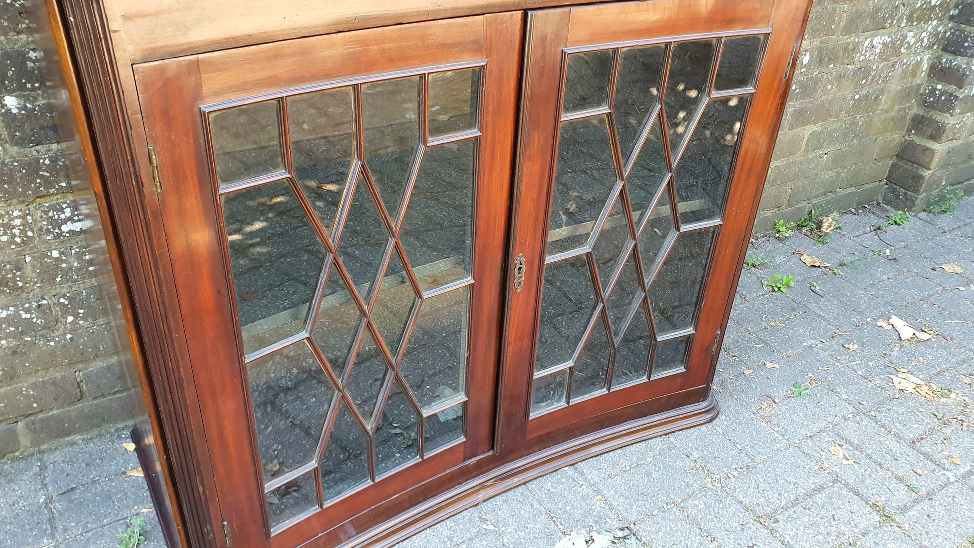 Rare Vintage Victorian Glazed Glass Cupboard With Box Compartment to Top Entryway Furniture.